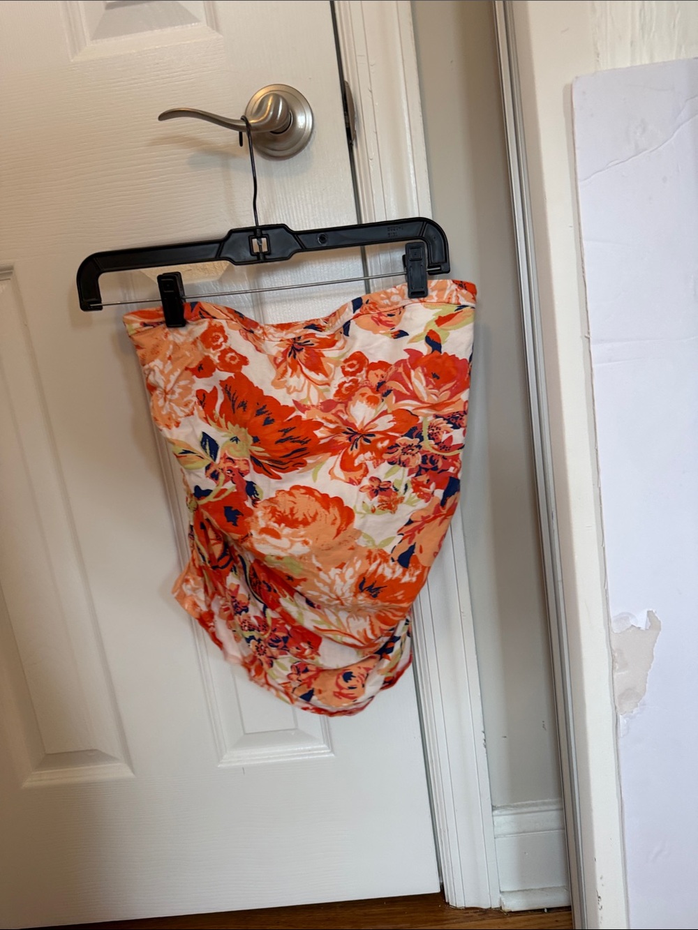 Maeve Orange & White Floral Strapless Top